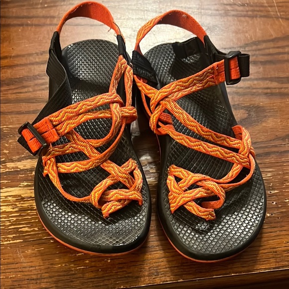 Orange and Black Outdoor Sandals with Adjustable Straps - Picture 1 of 6
